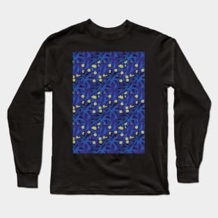 Blue Leaf Pattern Long Sleeve T-Shirt